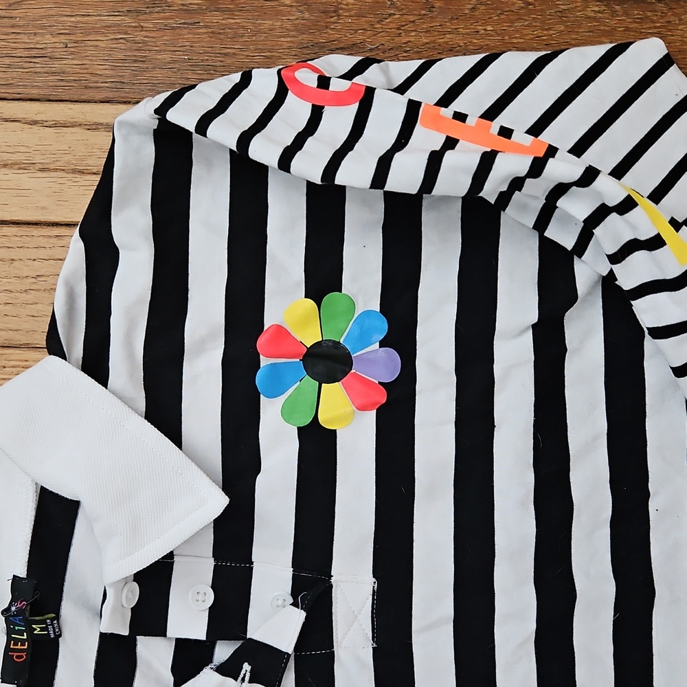 Dolls Kill Striped Polo Shirt with Colorful Accents - Picture 4 of 6